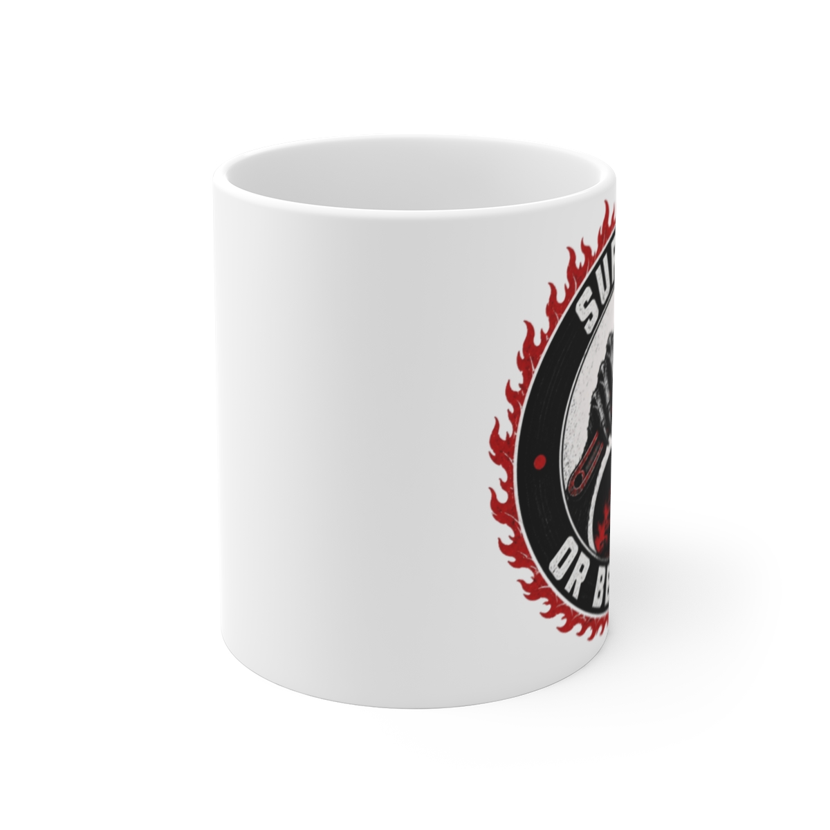 Lethal Company "Survive or Be Fired!" White Mug - alternate angle 1, merchandise