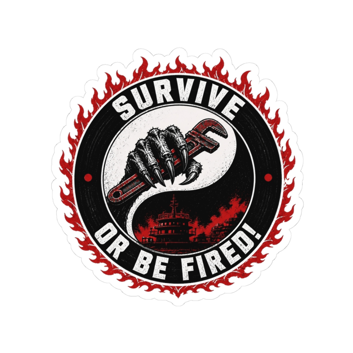 Lethal Company "Survive or Be Fired!" Sticker - alternate angle 1, merchandise