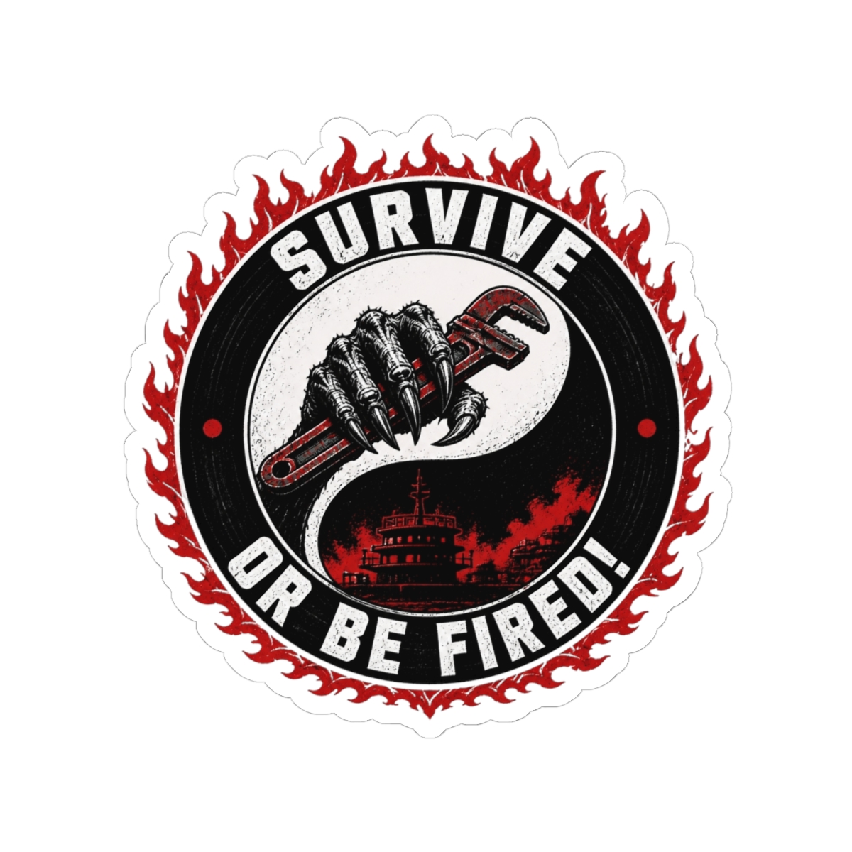 Lethal Company "Survive or Be Fired!" Sticker - alternate angle 3, merchandise
